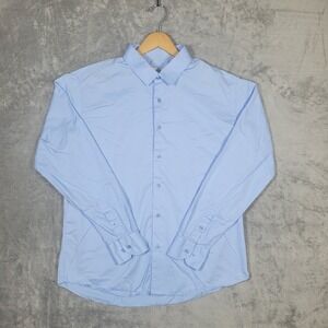 Balenciaga VIP Mens 2XL Shirt Classic Fit Breathable Light Blue Button Front